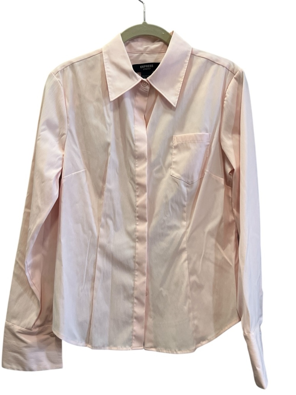 Express Pale Pink Tailored Button-Front Shirt